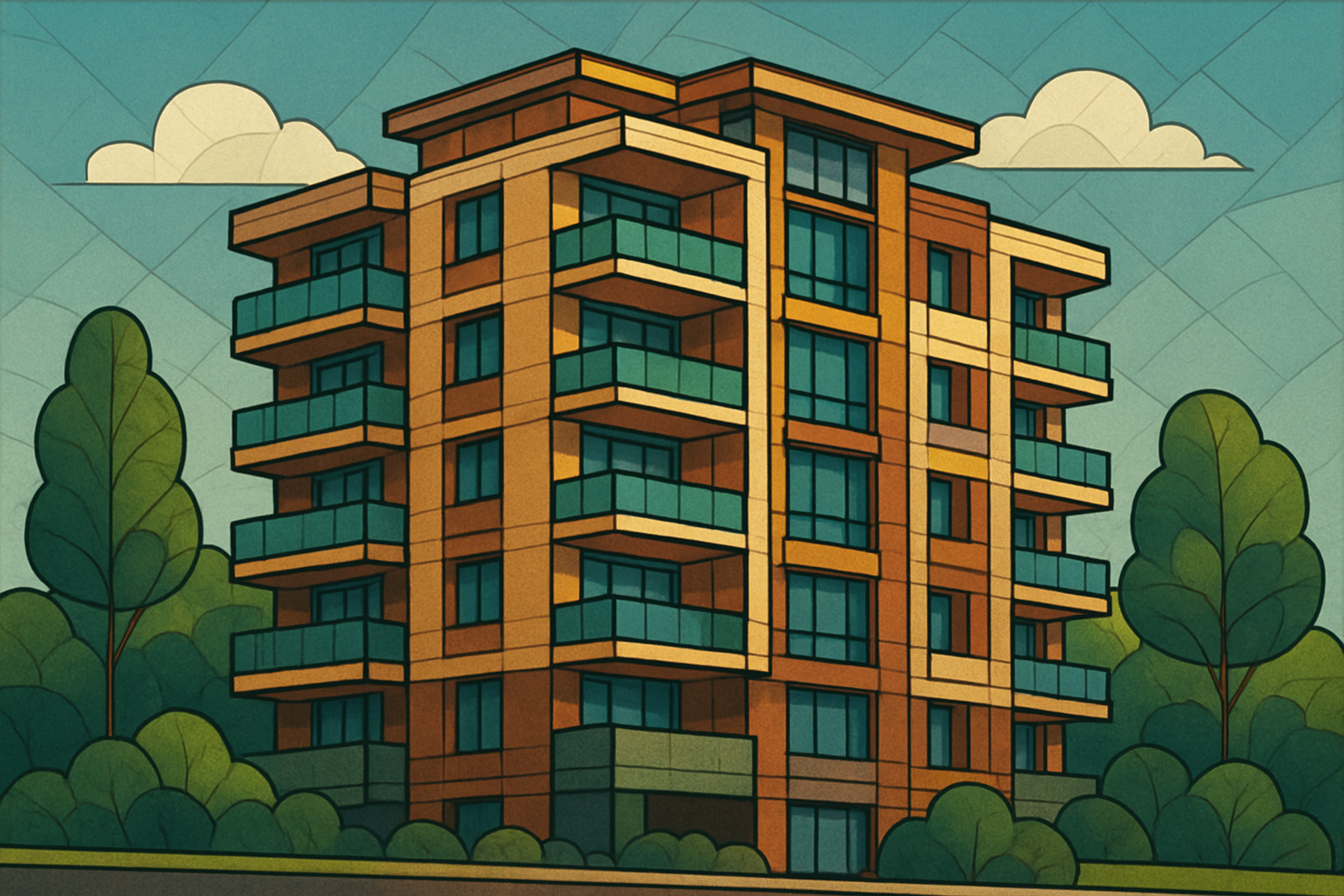 Modern residential apartment building represented by sn kaustubha